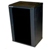 XtendLan 19" sieninė spintelė 18U 600x600, keliamoji galia 60 kg, stiklinės dūminės durys, išskleistos, juodos