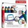 Stabilo Stabilo MARKdry kreidelės lentoms (+ drožtukas ir šluostė) 4 spalvos