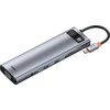 Šakotuvas 11in1 Baseus Metal Gleam Series USB-C į 3x USB 3.0 + 2x HDMI + USB-C PD + Ethernet RJ45 + Micro SD/SD + VGA + AUX