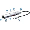 Šakotuvas Manhattan 153966 knyginių kompiuterių dokas / jungčių replikatorius Vielinis USB 3.2 Gen 2 (3.1 Gen 2) Type-C Sidabras