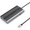 „Orico“ USB-C 12w1 | USB-A | USB-C PD 100W | HDMI 4K | VGA | RJ45 Gigabit - pilka