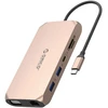Orico XCR 12in1 USB-C Docking Station 3x USB-A 3.1 1x USB-A 2.0 1x USB-C PD 100W 1x USB-C 3.1 1x HDMI 1.4 4K 30 Hz 1x VGA 1080p 1x SD 3.0 1x Micro SD 3.0 1x RJ45 Gigabit Ethernet 1x audio CTIA 3.5mm - Rose Gold