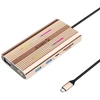 Orico USB-C 12w1 RGB | 2xUSB-A | 1xUSB-C PD 100W | 2x HDMI 4K 60Hz | 1xVGA | 1xRJ45 Gigabit - rožinė-auksinė