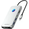 Orico USB-C 12w1 RGB | 3x USB-A 3.1 | 1x USB-A 2.0 | USB-C PD 100W | 1x USB-C 3.1 | 1x HDMI 1.4 4K 30Hz | 1x VGA 1080p | 1x Micro SD/SD 3.0 | 1x RJ Gigabit | 1x Audio - sidabrinė