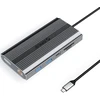 „Orico“ USB-C 12w1 | USB-A | USB-C PD 100W | 2x HDMI 4K 60Hz | DisplayPort 4K 60Hz | RJ45 Gigabit - pilka