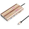 Orico USB-C 12w1 RGB | 3x USB-A | USB-C PD 100W | HDMI 4K | VGA | RJ45 Gigabit - rožinė-auksinė