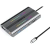 „Orico“ USB-C 12w1 RGB | 3x USB-A | USB-C PD 100W | HDMI 4K | VGA | RJ45 Gigabit - pilka