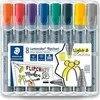 Staedtler Lumocolor Flipchart žymeklis 356/356B, dėklas 8 vnt., daugkartinio pildymo, saugus sausai, plaunamas, užblokuotas galiukas, - 1 vnt. (356 SWP8)