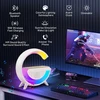 E-LIGHT Elight G formas skaļruņa lampa ar RGB LED apgaismojumu un bezvadu viedierīču uzlādes ierīci balts