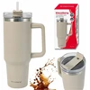 Puodelis Termosinis puodelis su šiaudeliu, smėlio spalvos, 1100 ml, nerūdijančio plieno, klausberg, kb-7944