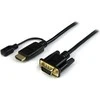 Kabelis StarTech HDMI - D-Sub (VGA) + mikro USB 2m juodas (HD2VGAMM6)