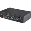 Šakotuvas StarTech.com 2 prievadų „DisplayPort KVM“ jungiklis, 8K 60Hz / 4K 144Hz, vienas ekranas, DP 1.4, 2 USB 3.0 prievadai, 4 USB 2.0 HID prievadai, mygtukų ir karštųjų klavišų perjungimas, suderinamas su TAA – nepriklausomas nuo OS, metalinis korpusas (D86A2-2-PORT-8K-KVM) – KVM / garso / USB jungiklis