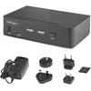 Šakotuvas StarTech.com 2 prievadų „DisplayPort KVM“ jungiklis, 8K 60Hz / 4K 144Hz, vienas ekranas, DP 1.4, 2 USB 3.0 prievadai, 4 USB 2.0 HID prievadai, mygtukų ir karštųjų klavišų perjungimas, suderinamas su TAA – nepriklausomas nuo OS, metalinis korpusas (D86A2-2-PORT-8K-KVM) – KVM / garso / USB jungiklis