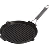 STAUB Apvali ketaus grilio keptuvė 27 cm, juoda