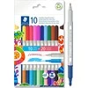 Flomasteriai STAEDTLER, dvipusiai, dvispalviai, 10 vnt.