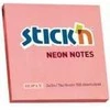 Stickn Lipnūs lapeliai Stick´N 21166, 76x76mm, 100 lapelių,neoninės rožinės spalvos