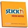 Stickn Lipnūs lapeliai Stick´N 21164, 76x76mm, 100 lapelių,neoninės oranžinės spalvos