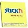 Stickn Lipnūs lapeliai Stick´N 21133, 76x76mm, 100 lapelių, neoninės geltonos spalvos