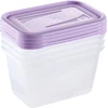 Stoneline Keeeper Food container set rectangular 4x0,75L Fredo "Fresh" transparent/light violetinė