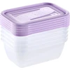 Stoneline Keeeper Food container set rectangular 5x0.5L Fredo "Fresh" transparent/light violetinė