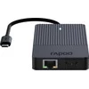 Rapoo USB-C kelių prievadų adapteris 8-in-1, pilkas