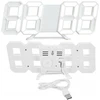 Strado 4in1 3D LED skaitmeninis laikrodis, sieninis žadintuvas, termometras, data, baltas