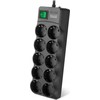 Viršįtampių apsauga SVEN SF-10E-16 1,8 m, 16A, 3,6kW, (10 lizdų su apsauga nuo vaikų), juodas