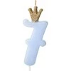 PartyDeco Žvakutė Skaičius su karūna, žydra 9,5cm, Skaičius: 7