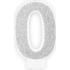 PartyDeco Gimtadienio žvakutė nr 0 sidabrinė blizganti 7cm