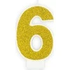 PartyDeco Gimtadienio žvakutė nr 6 auksinė blizganti 7cm