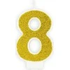 PartyDeco Gimtadienio žvakutė nr 8 auksinė blizganti 7cm