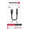 Swissten Adapteris tekstylny Lightning / Jack 0,15m Juodas