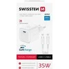 „Swissten“ kelioninis įkroviklis GaN USB-C 35 W PD + duomenų kabelis USB-C - USB-C 1,2 m