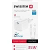 „Swissten“ kelioninis įkroviklis GaN USB-C 35 W PD + duomenų kabelis USB-C – „Lightning“ 1,2 m