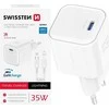 „Swissten“ kelioninis įkroviklis GaN USB-C 35 W PD + duomenų kabelis USB-C – „Lightning“ 1,2 m