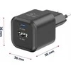 Swissten kelioninis įkroviklis GaN USB-C 20W PD / USB-A 18W QC