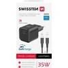 „Swissten“ kelioninis įkroviklis GaN USB-C 35 W PD + duomenų kabelis USB-C – „Lightning“ 1,2 m