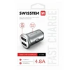 Swissten Metal Premium Car charger 2 x USB / 4.8A Sidabrinis