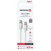 Swissten Swissten Textile Universal Quick Charge 3.1 USB-C / USB-C duomenų ir įkrovimo laidas 3m sidabrinis