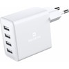Swissten Smart IC Premium kelioninis įkroviklis 4 x USB 4A / 20W su automatiniu optimalaus maitinimo įkrovimu