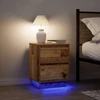 Spintelė prie lovos su LED lemputėmis Old Wood 38x34x50 cm