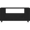 TV staliukas TV spintelė su ratukais, juodas ąžuolas, 102x34,5x43cm, mediena