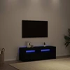 TV staliukas TV spintelė su LED lemputėmis, juodo ąžuolo spalvos, 120x35x40cm, inžinerinė mediena