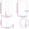 Kavos staliuko kojelės, T formos, 2 vnt., juodos, 28x25x(42-43) cm, plienas