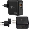 Tinklo įkroviklis T-PHOX MEGA T-PP09 GAN PD 65W USB/USB-C juodos spalvos