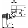 Tece kampinis perėjimo nipelis GZ 16x1/2'' žalvaris - 707516