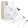 Tech-Protect NCA20 PD 20W QC3.0 USB-A / USB-C sieninis įkroviklis + USB-C / USB-C laidas 100 cm - Baltas