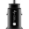 TECHLY Mini Car Charger 2 Ports USB-A Fast Charge 36W in Juodas Metal