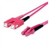 TELEGRTNER adapterio kabelis FO duplex, 1x LC Duplex, 1x SC Duplex G50/125 OM4, violetinis, 10 m