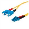 TELEGRTNER FO Duplex adapterio kabeliai 2x E9/125 OS2, 1x SC Duplex - 1x LC Duplex, geltoni, 1 m